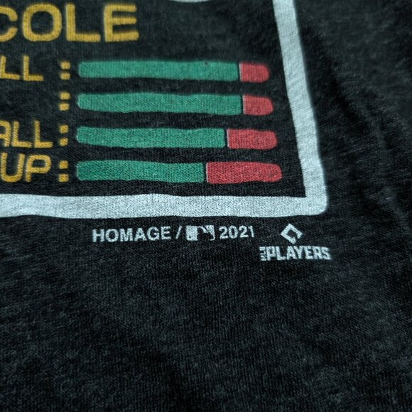 Homage T-Shirt Graphic Tee Mens Large Black Baseball MLB Jam Judge Cole Crewneck - Picture 5 of 10